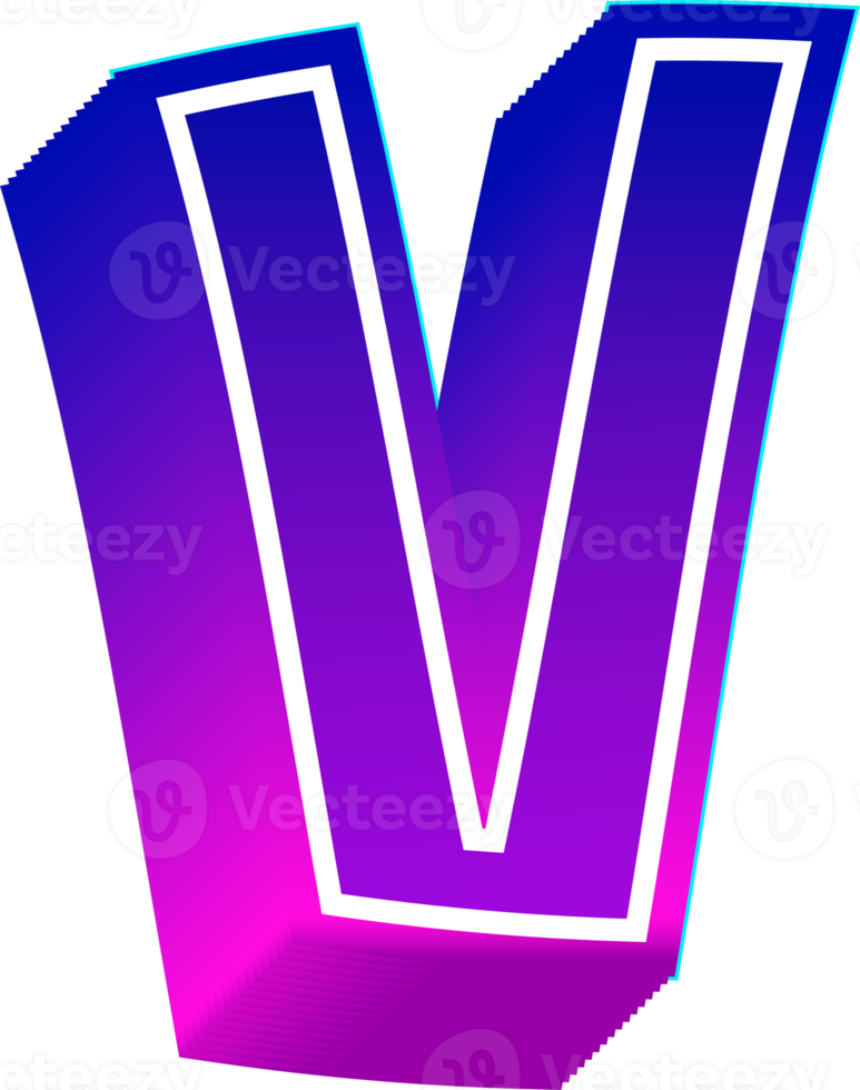 Gradient bold alphabet letters png