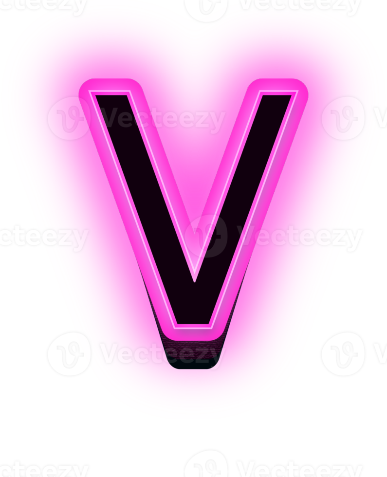 Purple neon alphabet letters png