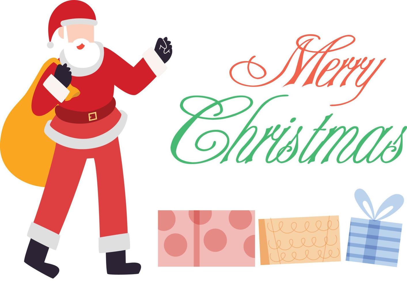 The santa is standing with bag. vector