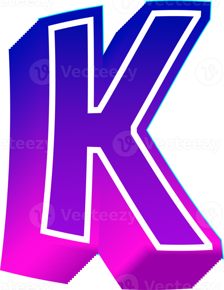 Gradient bold alphabet letters png