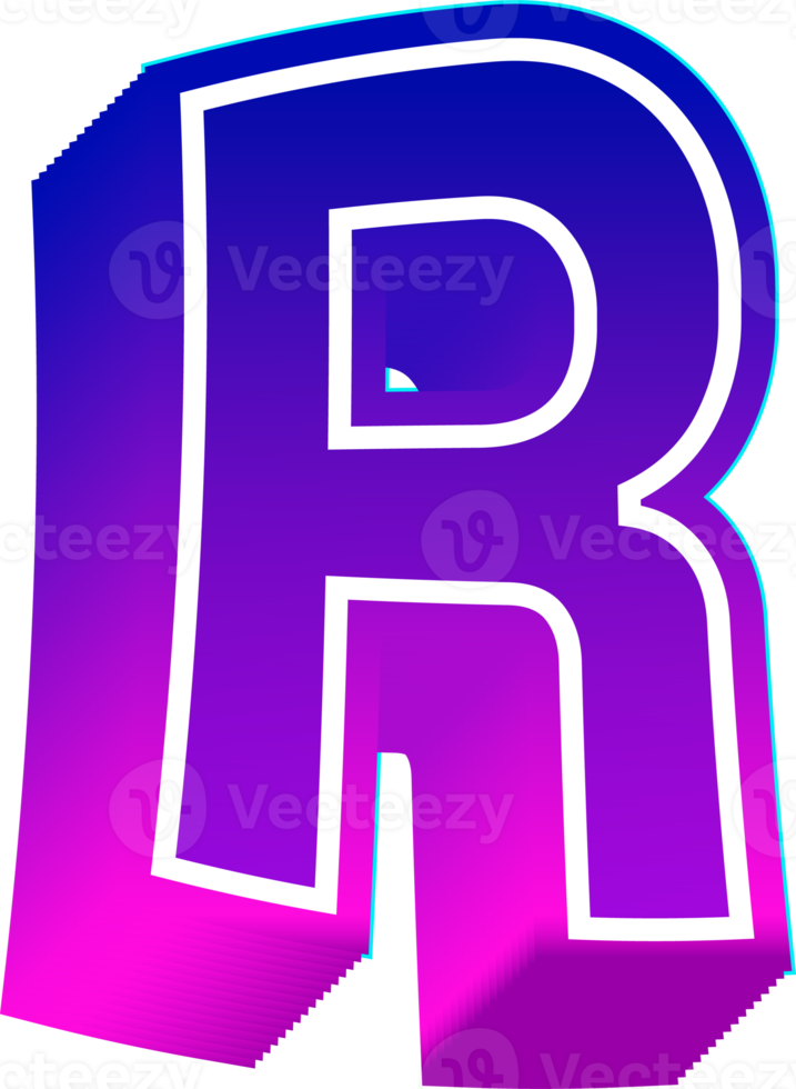 Gradient bold alphabet letters png