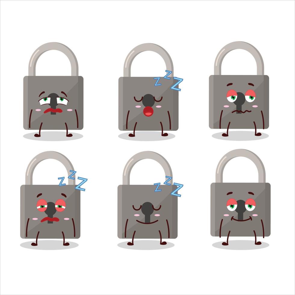 Cartoon character of lock with sleepy expression vector