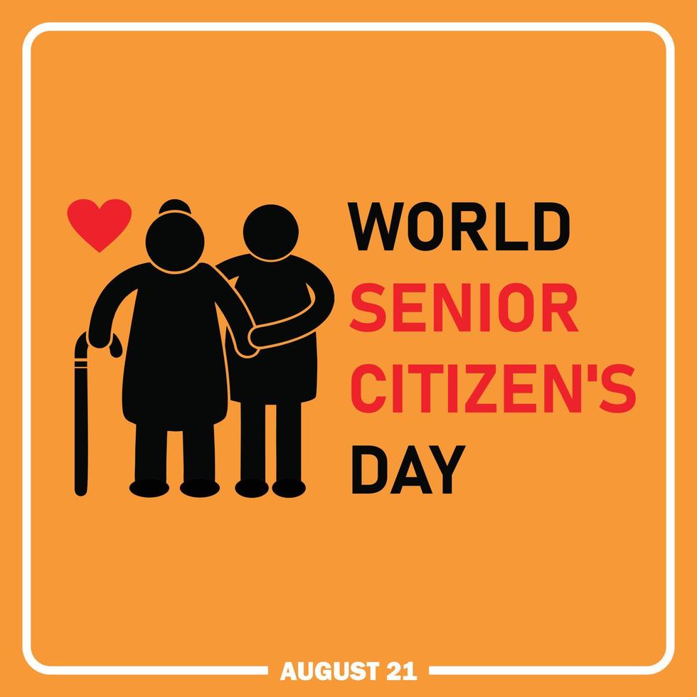 World Senior Citizen's Day banner, happy elderly day, modern background vector  illustration