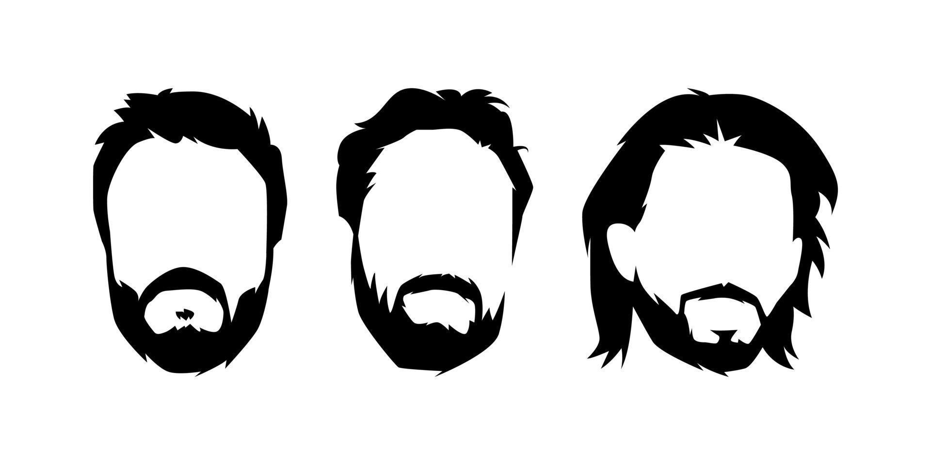 conjunto de de los hombres peinado y barba. hipster Bigote y barba. aislado en blanco antecedentes. silueta ilustración. vector