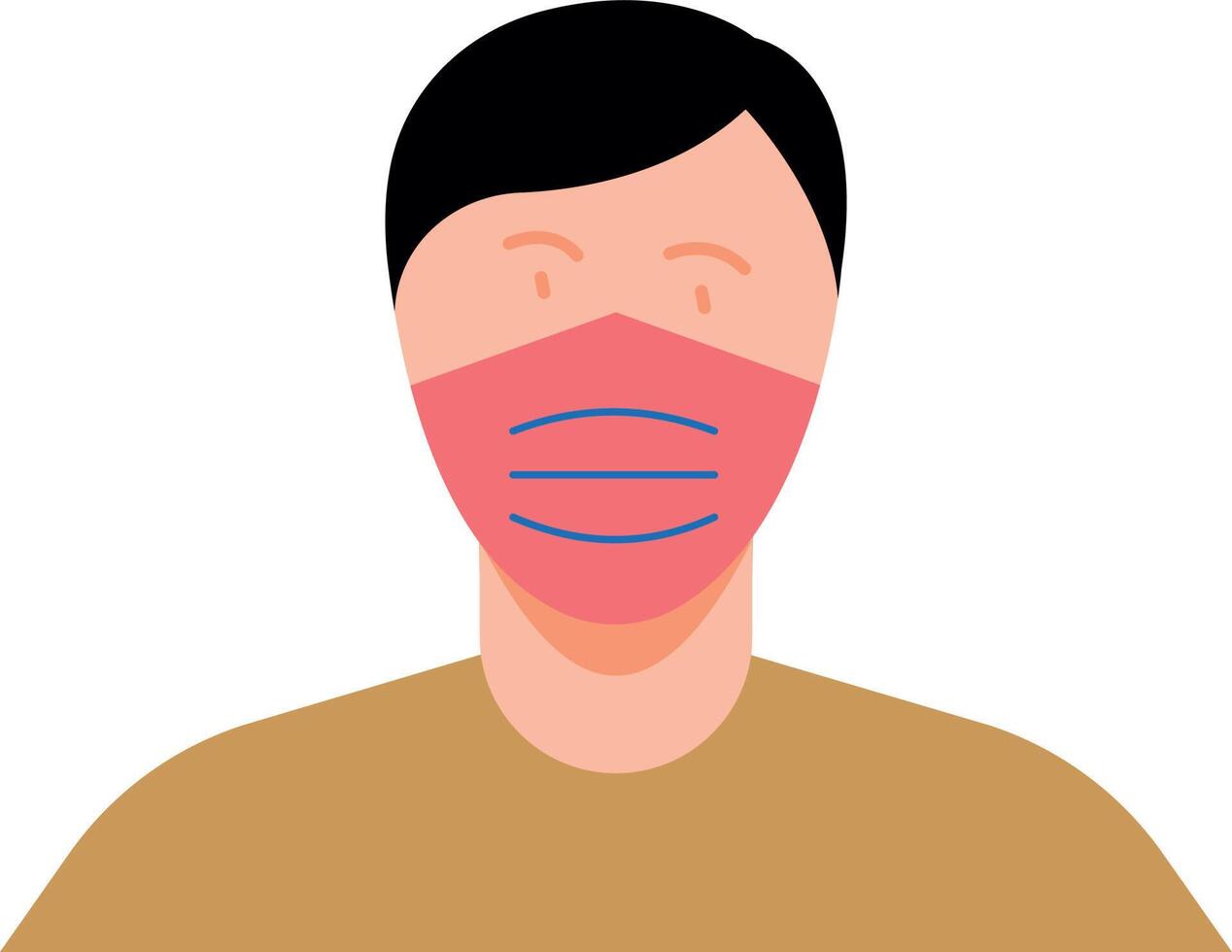 A boy wearing a face mask. vector