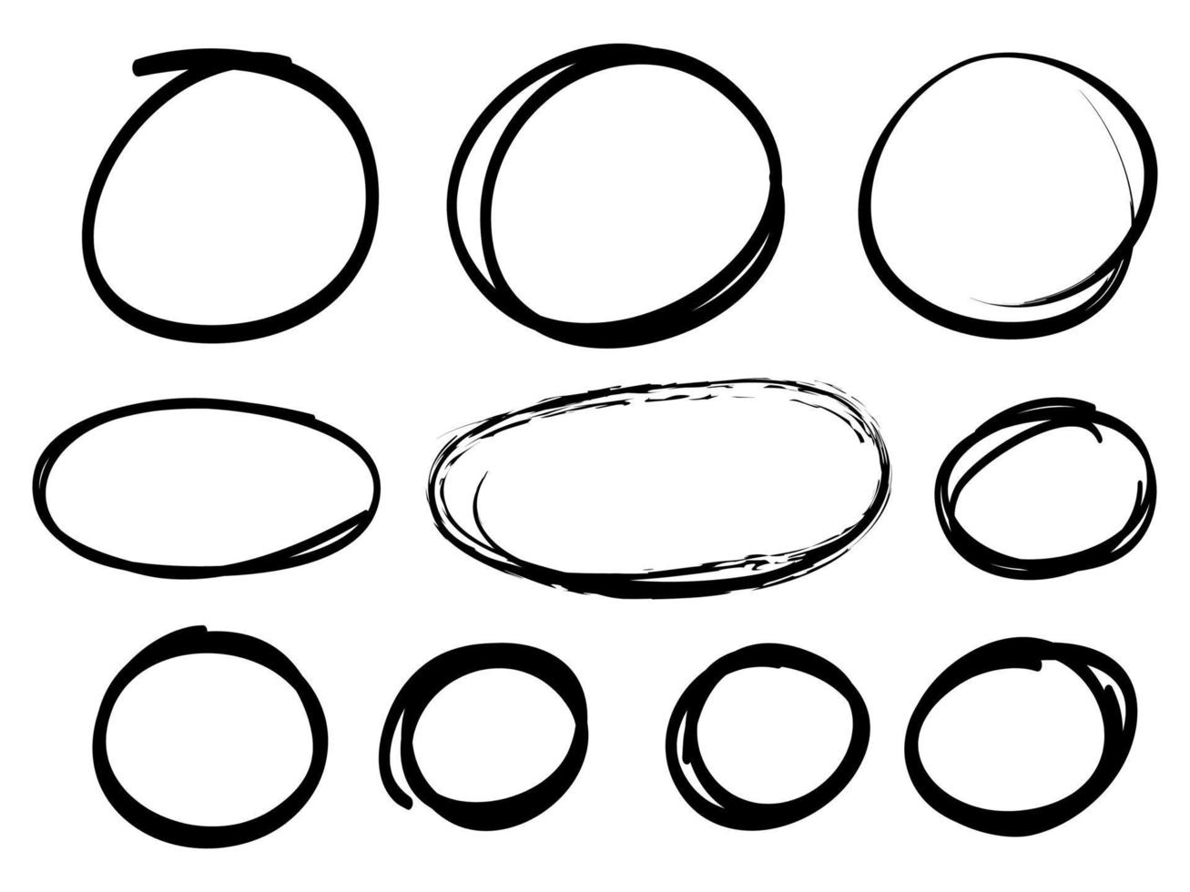 Hand drawn scribble line circles and arrows.  doodle round circles for message note mark design element. vector illustration