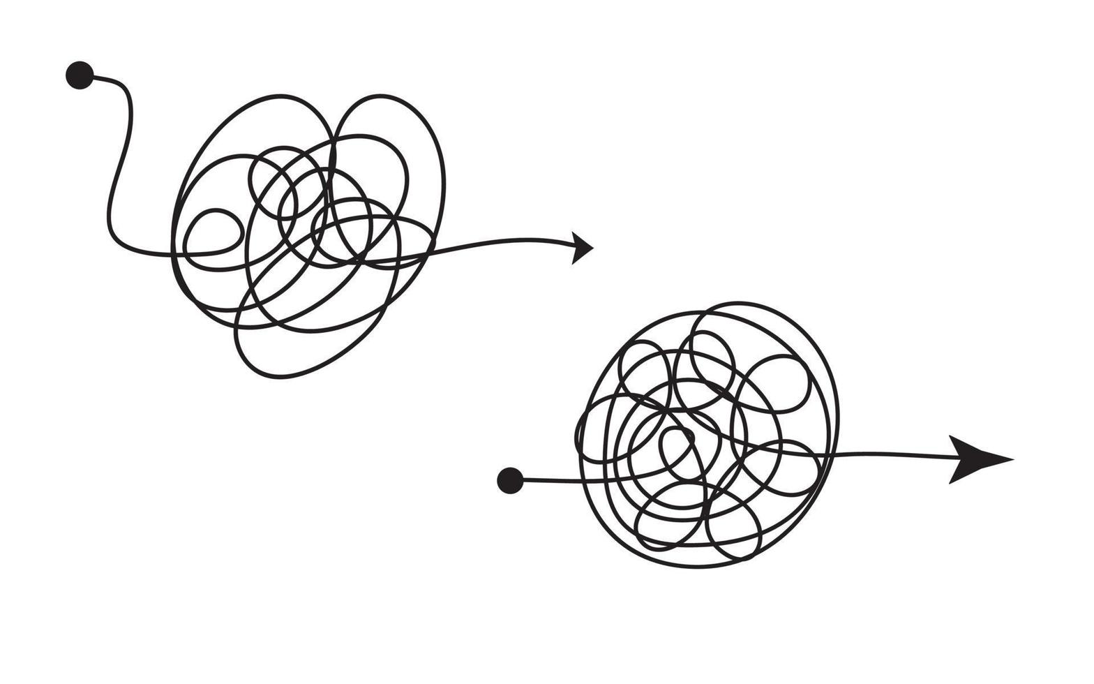 doodle Set of symbol of complicated way with scribbled round element. pass the way linear arrow Vector illustration. Isolated on white background