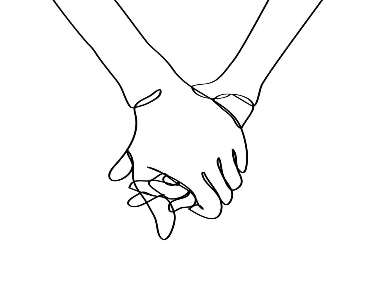 hand drawn continuous line of couple holding hands. poster art print. vector illustration