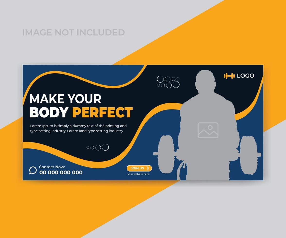 fitness and gym social media post design or web banner template vector