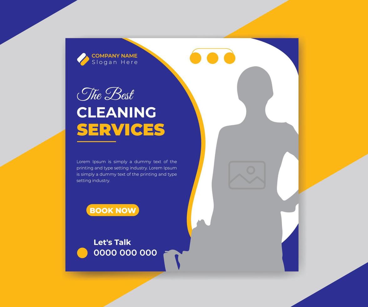 Cleaning service social media post or web banner template vector