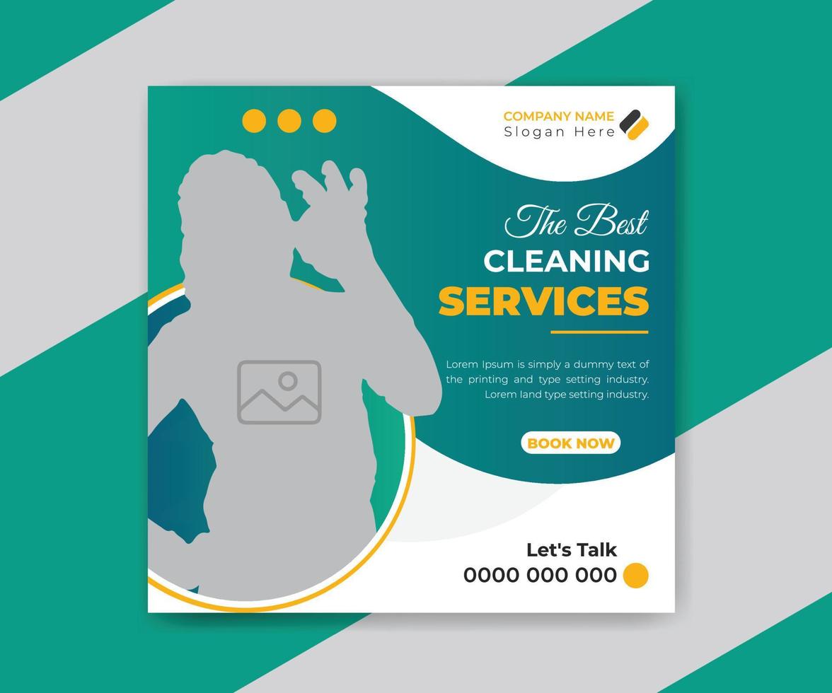 Cleaning service social media post design template vector