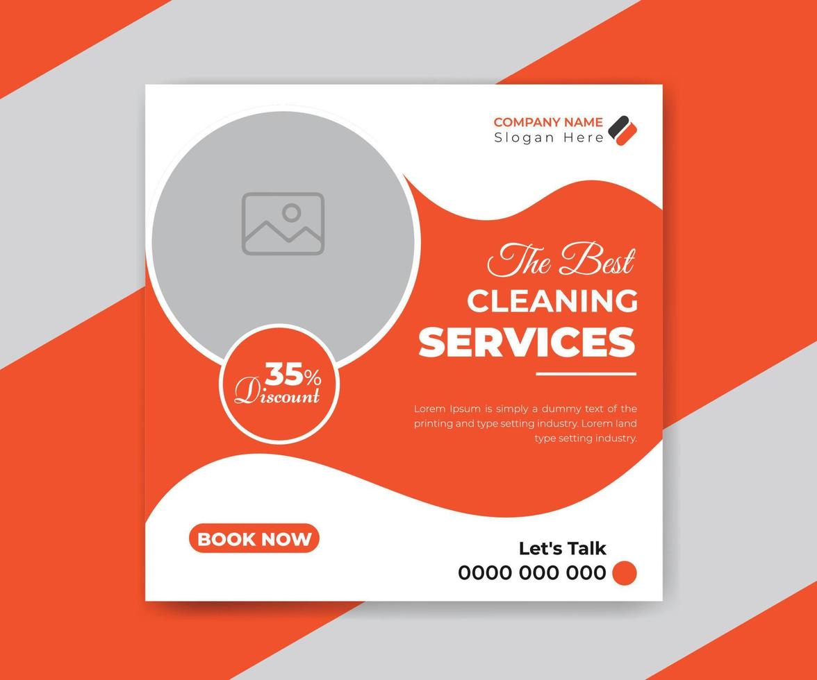 Cleaning service square flyer social media post or web banner template vector