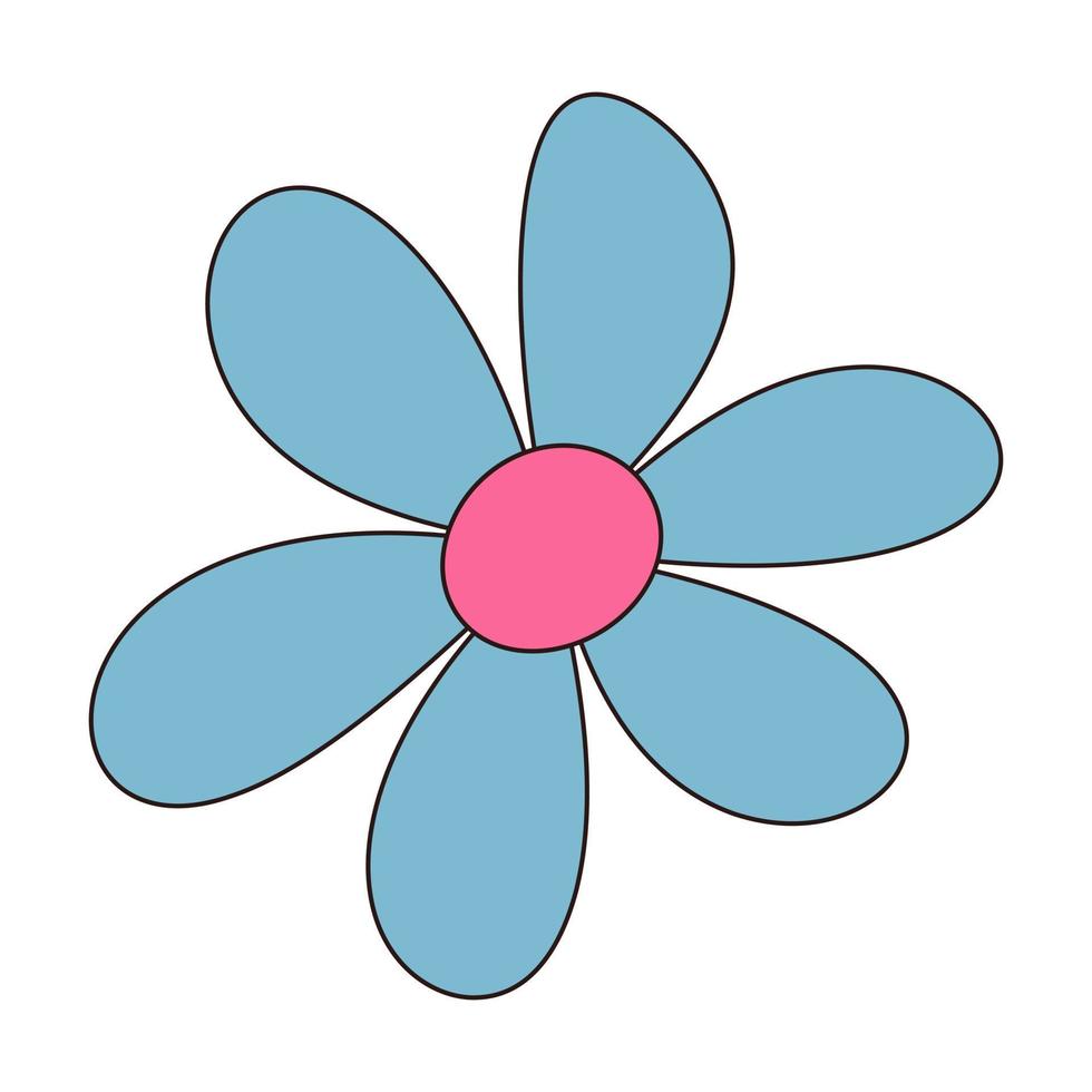 Groovy retro daisy. Vintage hippie psychedelic flower. vector