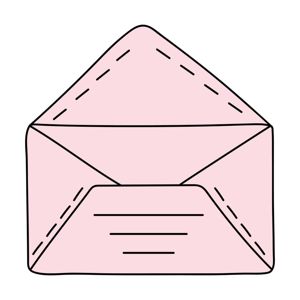Doodle envelope. Postal element. Mail icon. vector