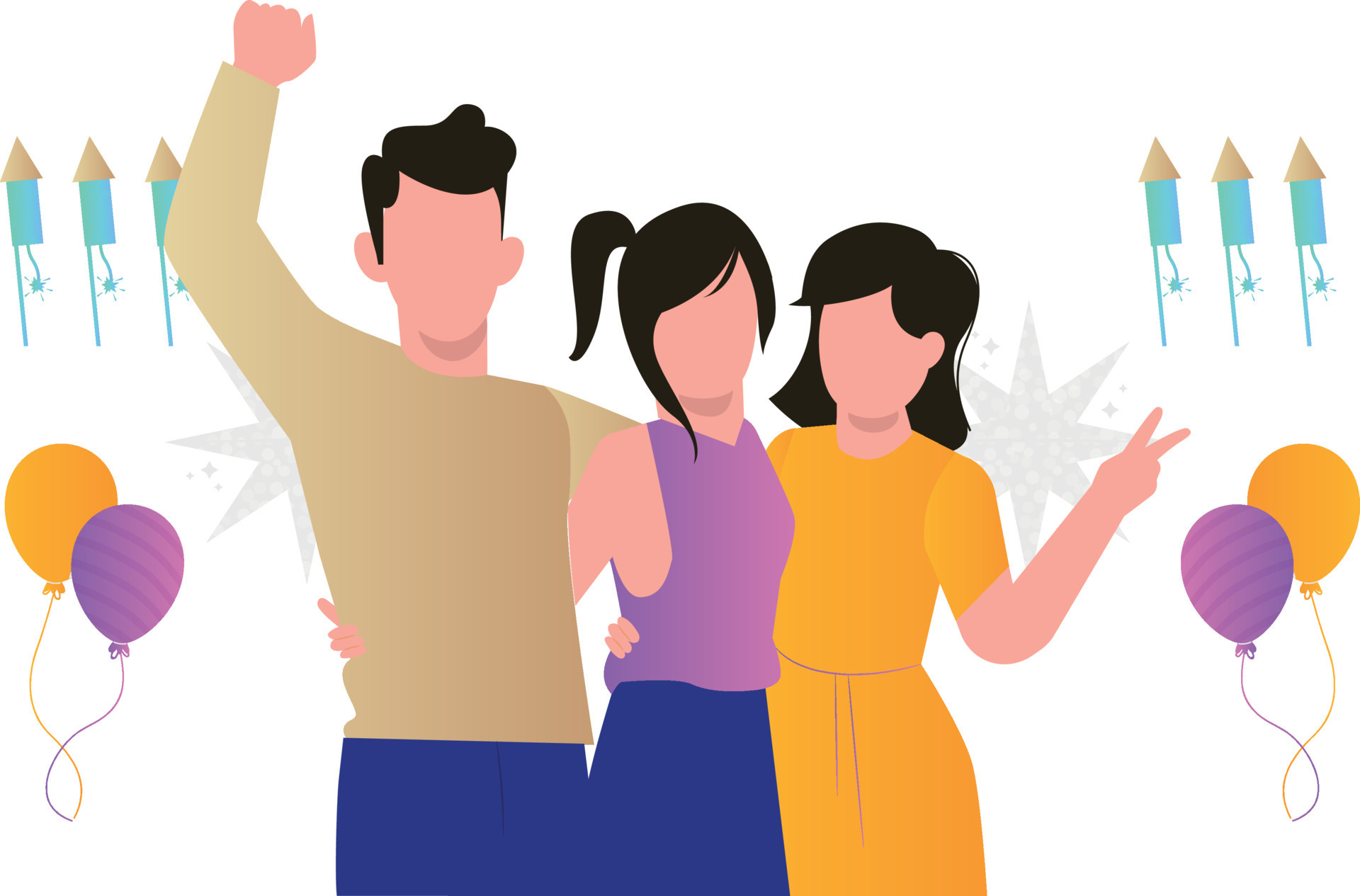 The family is celebrating the new year. 22942099 Vector Art at Vecteezy