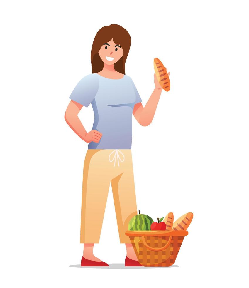 caracteres mujer picnic en Hora de verano Días festivos vector ilustración