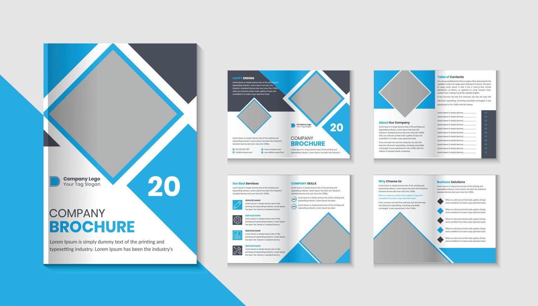 business bifold brochure or magazine cover design vector template