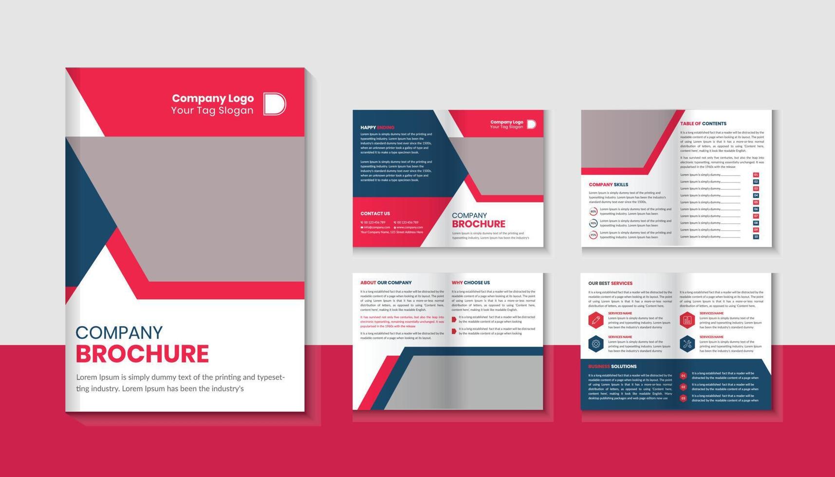 business bifold brochure or magazine cover design vector template