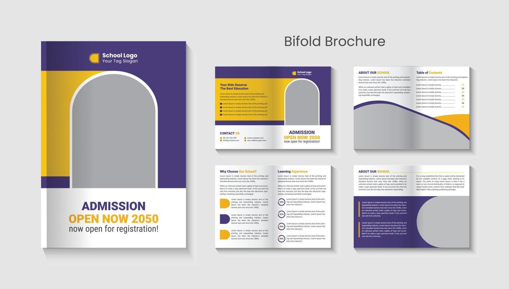 Kids back to school education admission bifold brochure template company profile design vector