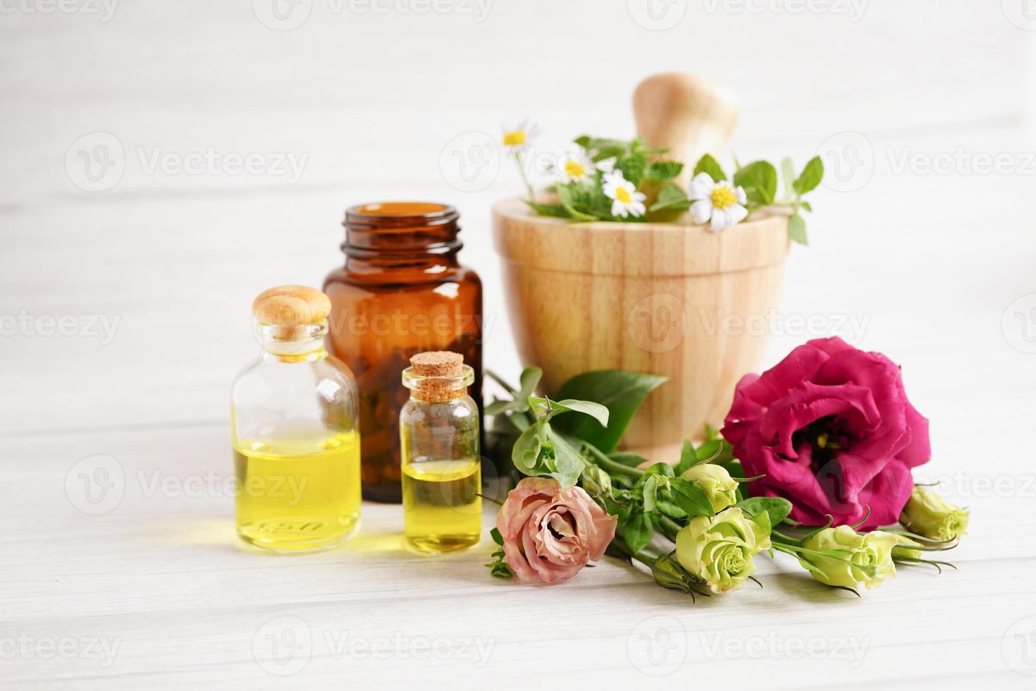Alternative medicine herbal organic capsule with vitamin E omega 3 fish oil, mineral, drug with herbs leaf natural supplements for healthy good life. photo