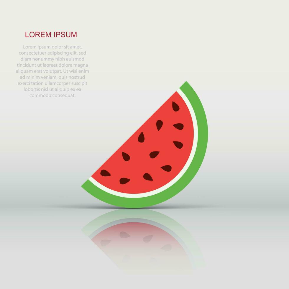 Watermelon icon in flat style. Juicy ripe fruit sign illustration pictogram. Dessert business concept. vector