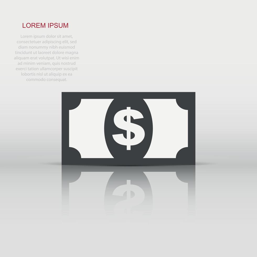 Vector dollar money icon in flat style. Dollar sign illustration pictogram. Currency business concept.