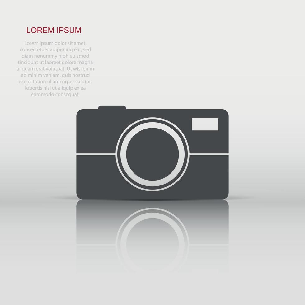 Vector photo camera icon in flat style. Photographer cam sign illustration pictogram. Camera business concept.