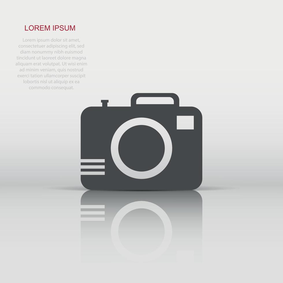 Vector photo camera icon in flat style. Photographer cam sign illustration pictogram. Camera business concept.