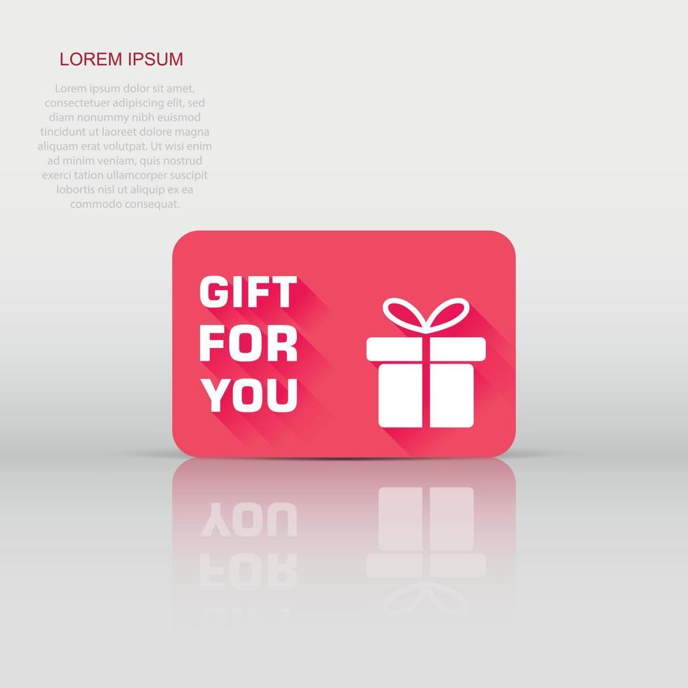 Gift card icon in flat style. Gift voucher present illustration pictogram. Discount coupon sign business concept. vector