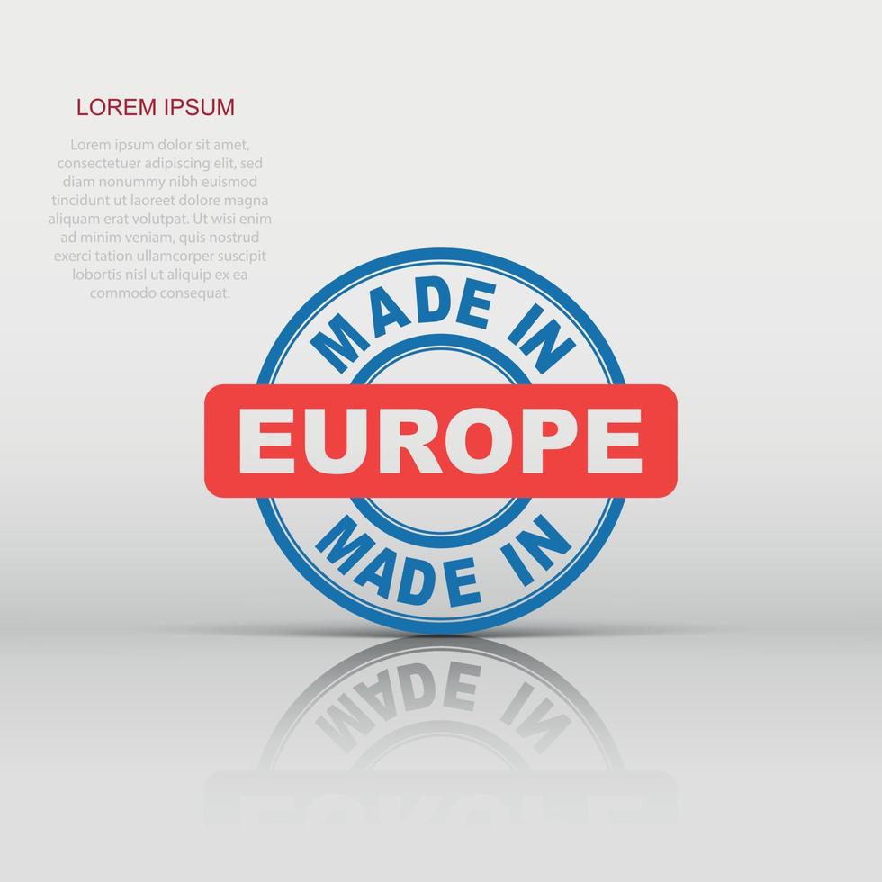 Made in Europe icon in flat style. Manufactured illustration pictogram. Produce sign business concept. vector