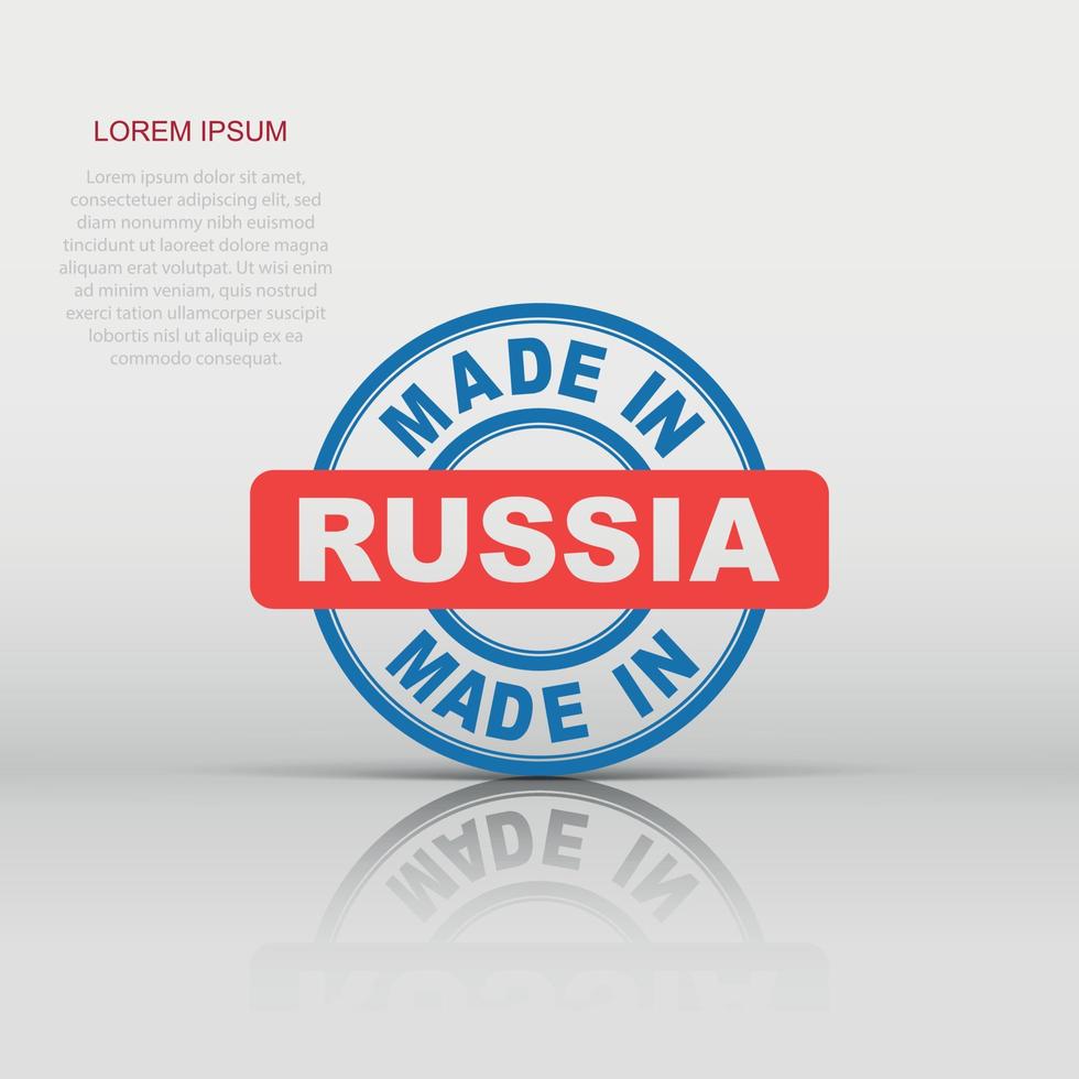 Made in Russia icon in flat style. Manufactured illustration pictogram. Produce sign business concept. vector