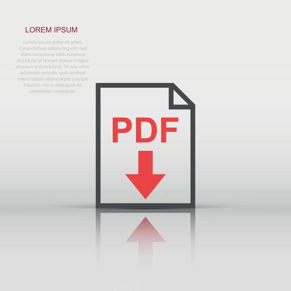 pdf icono en plano estilo. documento ilustración pictograma. archivo firmar negocio concepto. vector