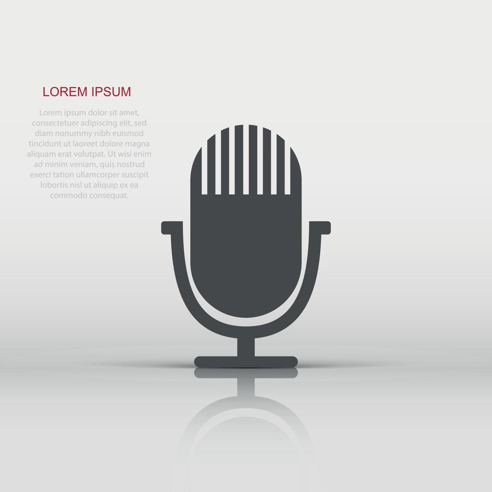 Microphone icon in flat style. Mic illustration pictogram. Mike sign business concept. vector