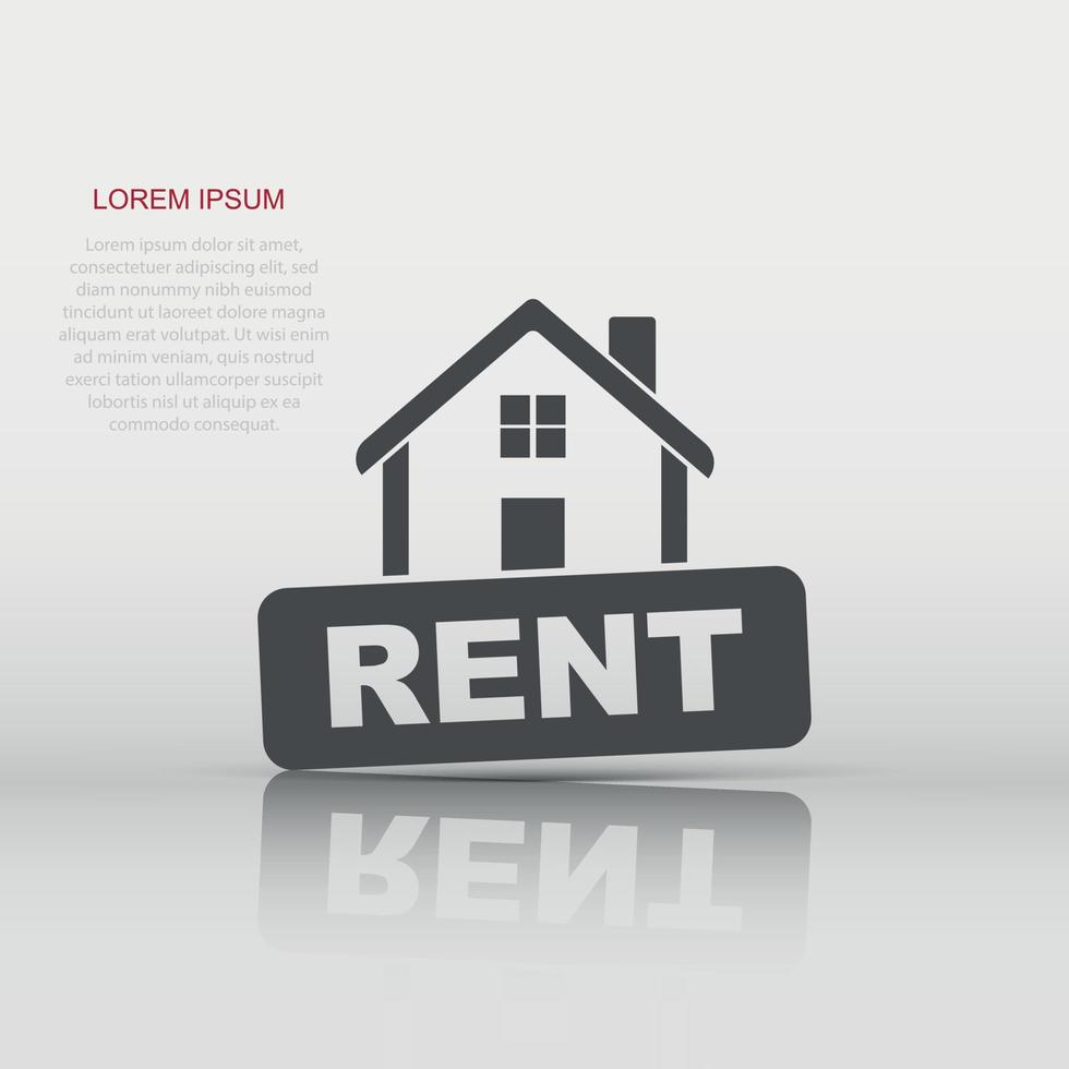 Rent house icon in flat style. Home illustration pictogram. Rental sign business concept. vector
