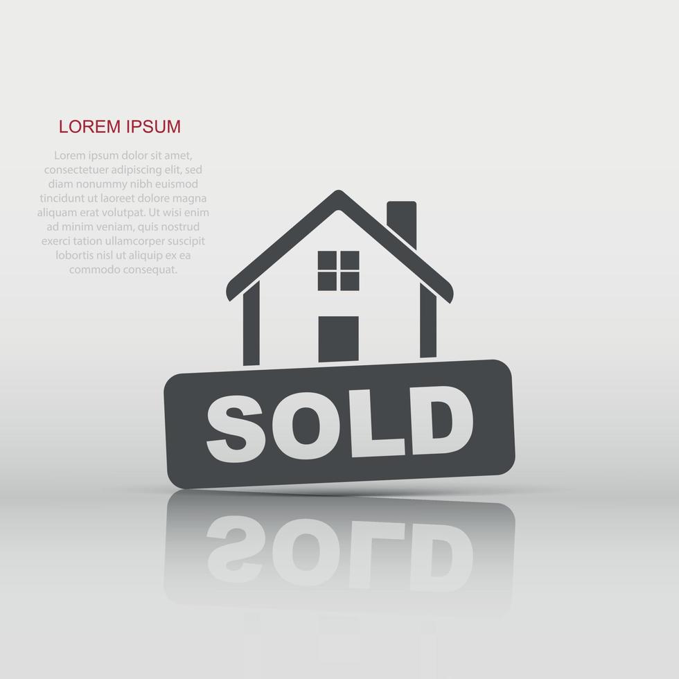 Sold house icon in flat style. Home illustration pictogram. Sale sign business concept. vector