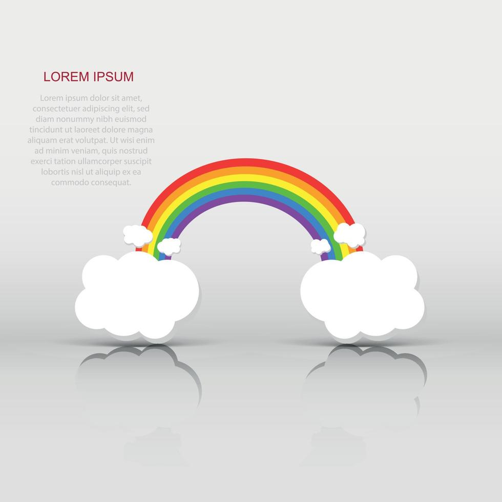 Color rainbow with clouds. Vector illustration