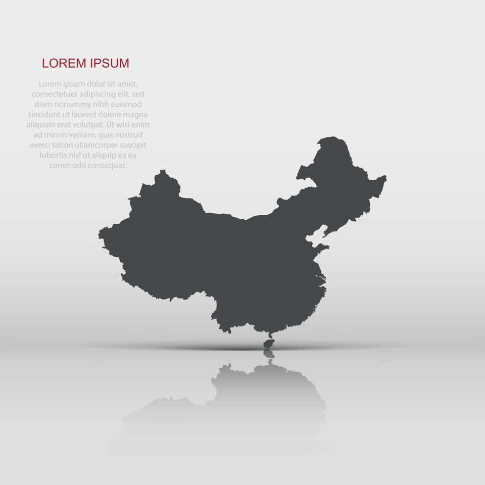 China map. Grey vector illustration on white background