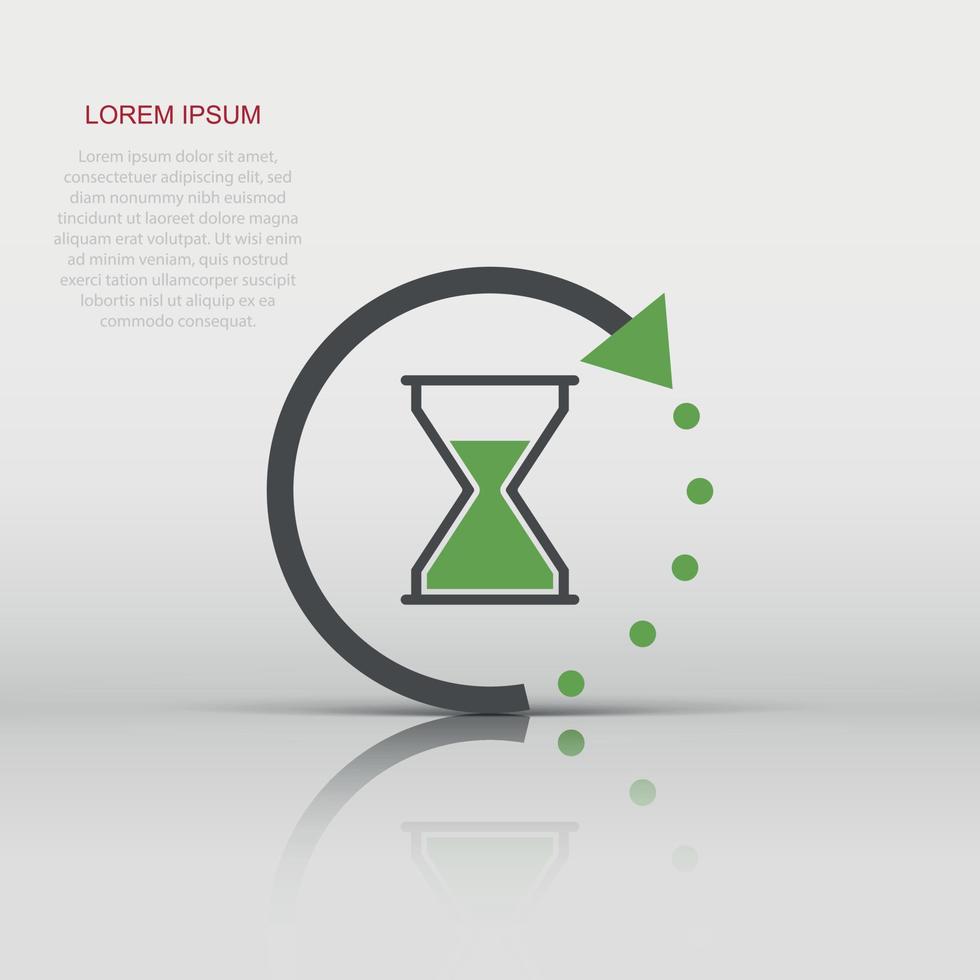 Vector time icon in flat style. Hourglass sign illustration pictogram. Sandglass clock business concept.