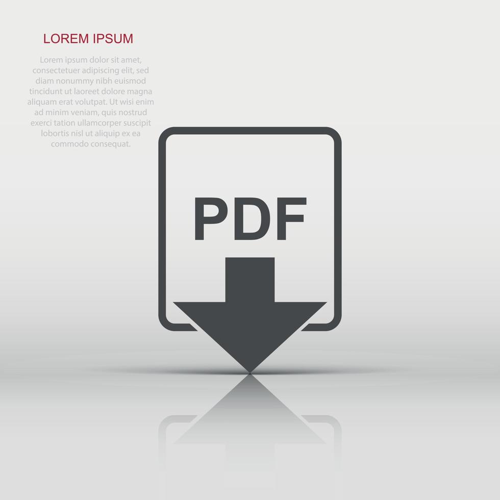 PDF file icon in flat style. PDF download sign illustration pictogram. Document business concept. vector