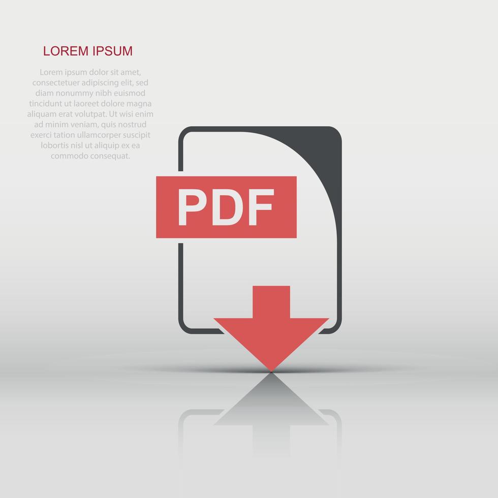 PDF file icon in flat style. PDF download sign illustration pictogram. Document business concept. vector