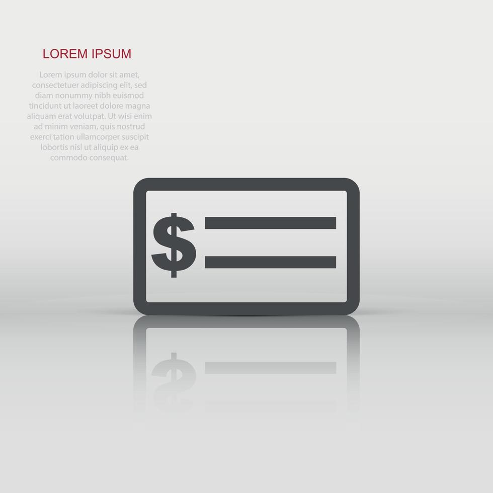 Money check icon in flat style. Bank checkbook illustration pictogram. Checkbook sign business concept. vector