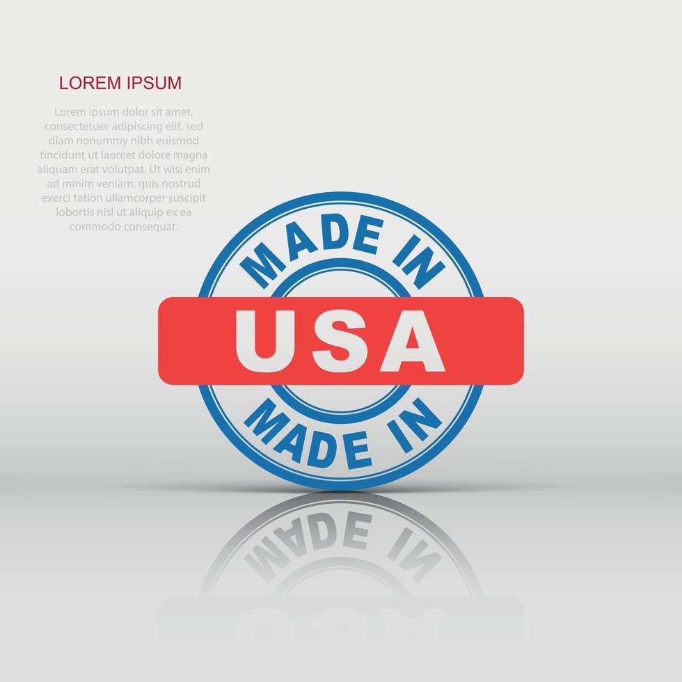Made in USA icon in flat style. Manufactured illustration pictogram. Produce sign business concept. vector