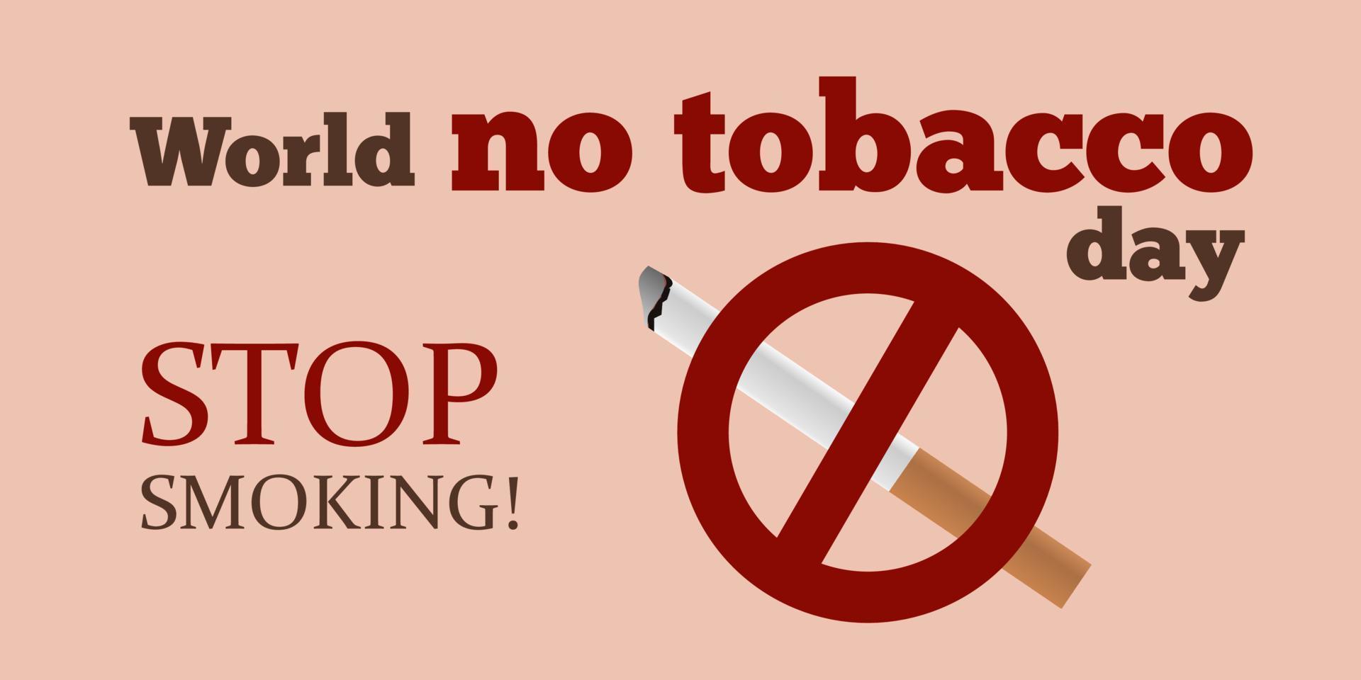 World no Tobacco Day poster, stop addiction, smoking quitting. Cigarettes awareness banner with healthy and diseased lungs vector background. Harmful habit.