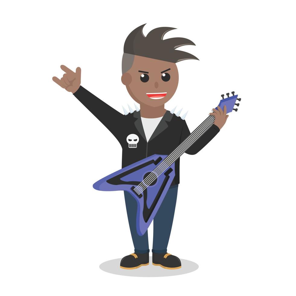 cantante de rock africano aparece en el personaje de diseño de escenario sobre fondo blanco vector