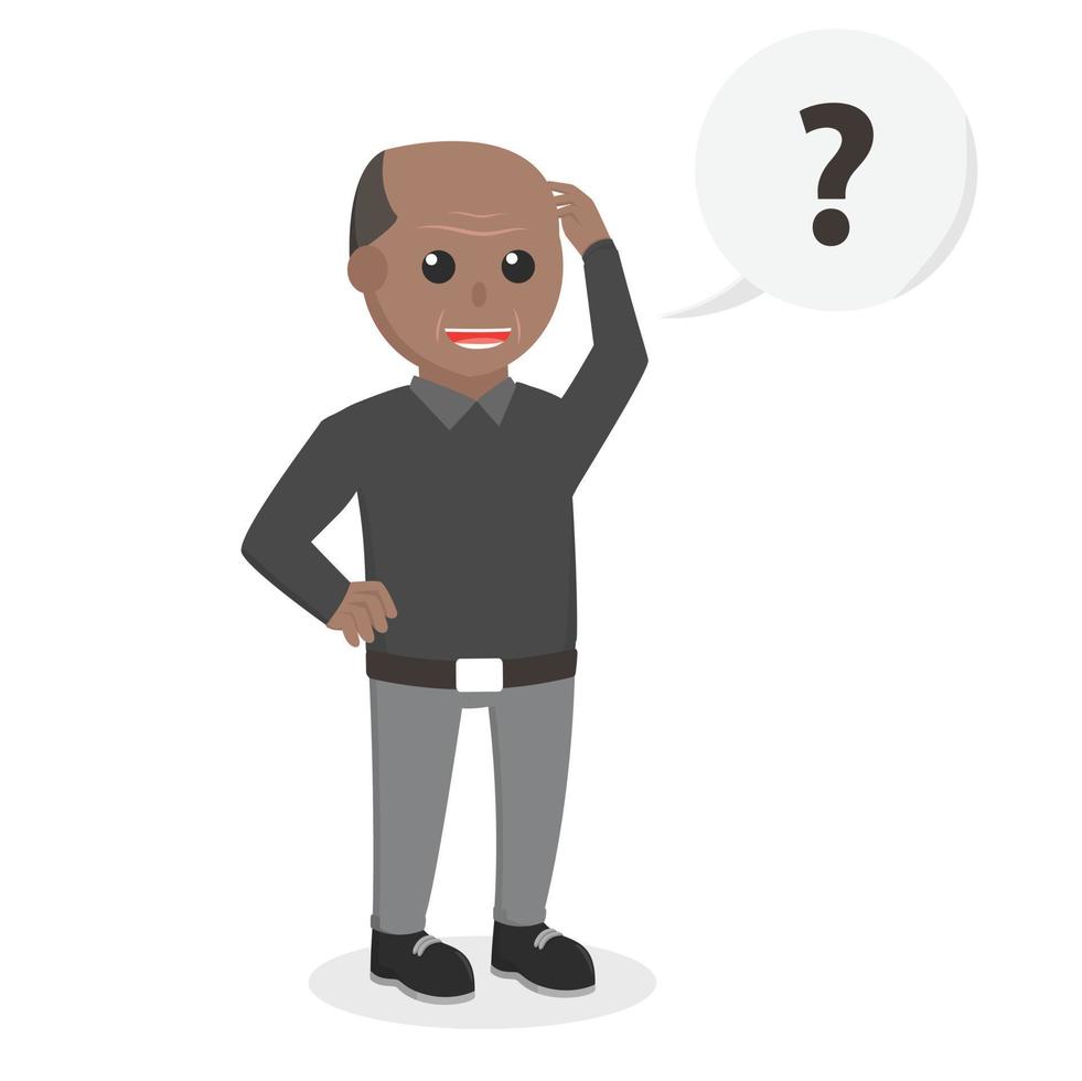 Old Man african With Question  Mark Callout design character on white background vector