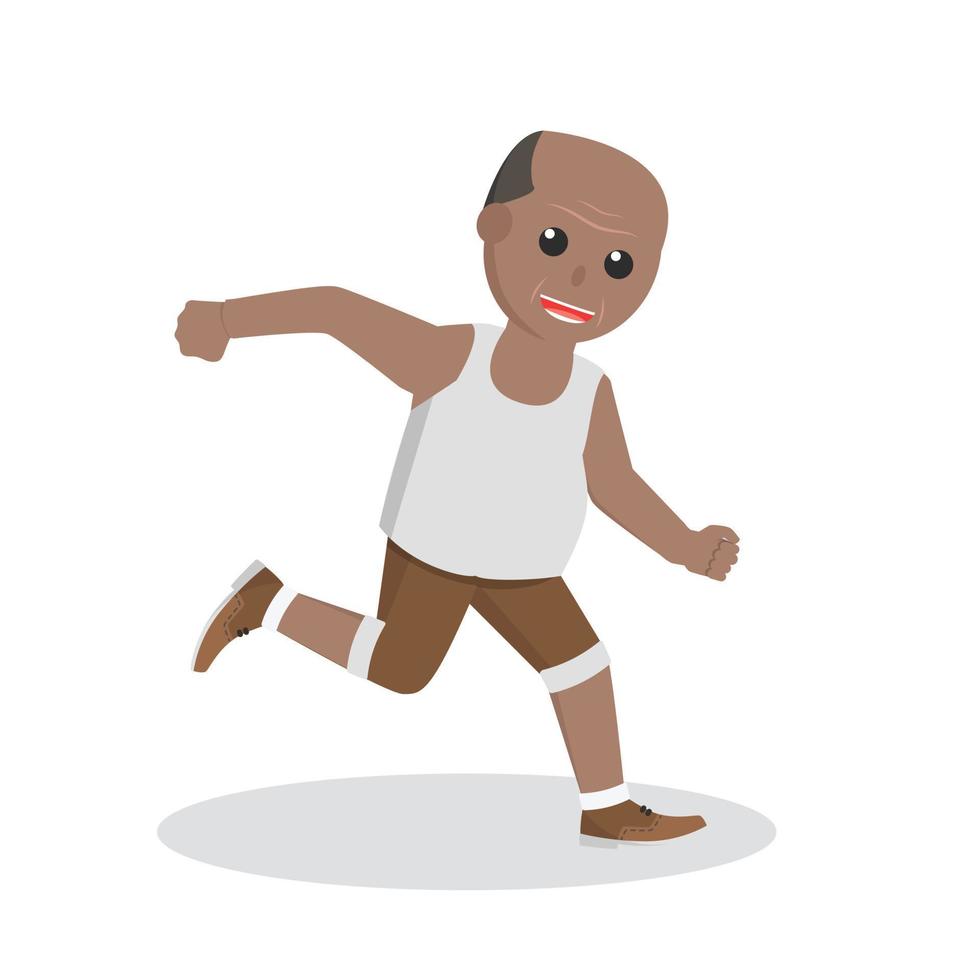 Old Man african Running design character on white background vector