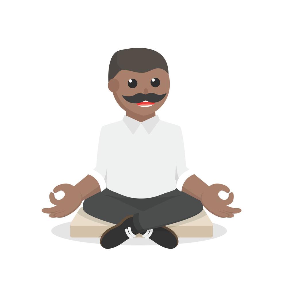 fat man african meditate design character on white background vector
