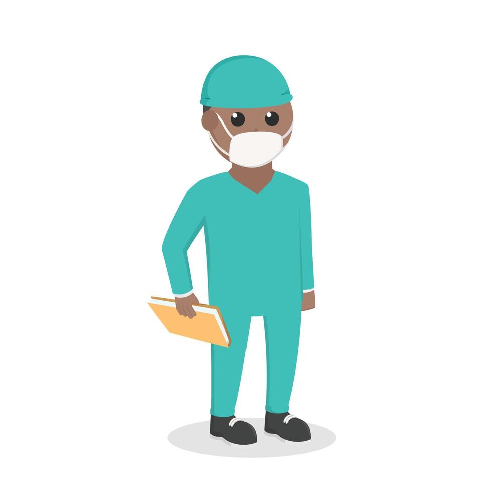 doctor african with surgeon costume design character on white background vector