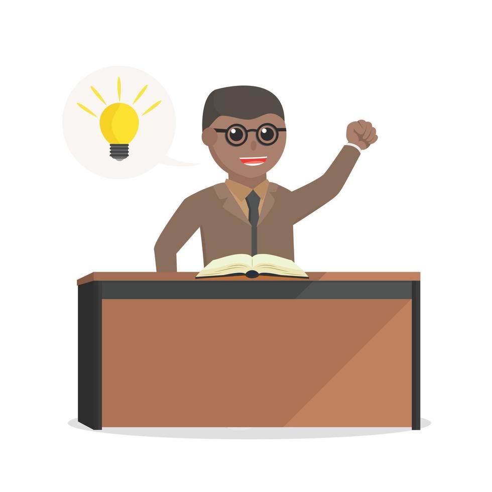 librarian african male got idea information design character on white background vector