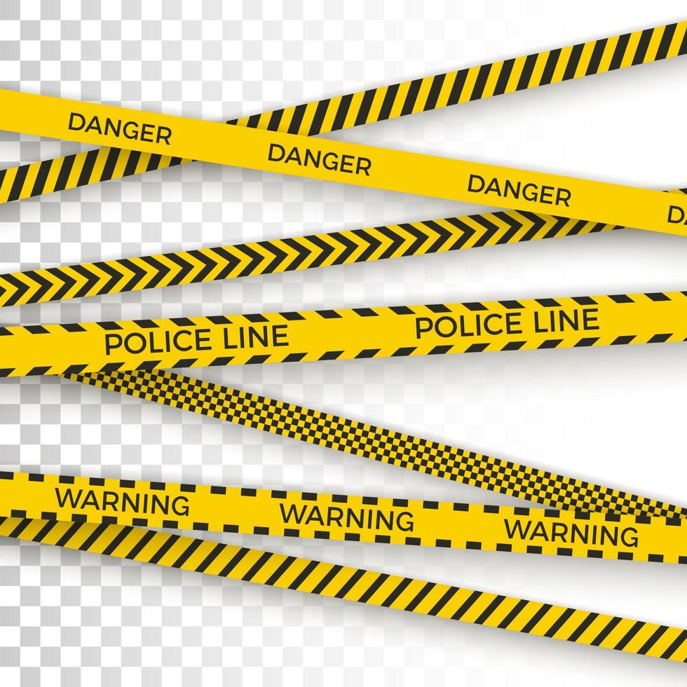 Police yellow tape. danger zone with line barrier. Warning strip. Vector